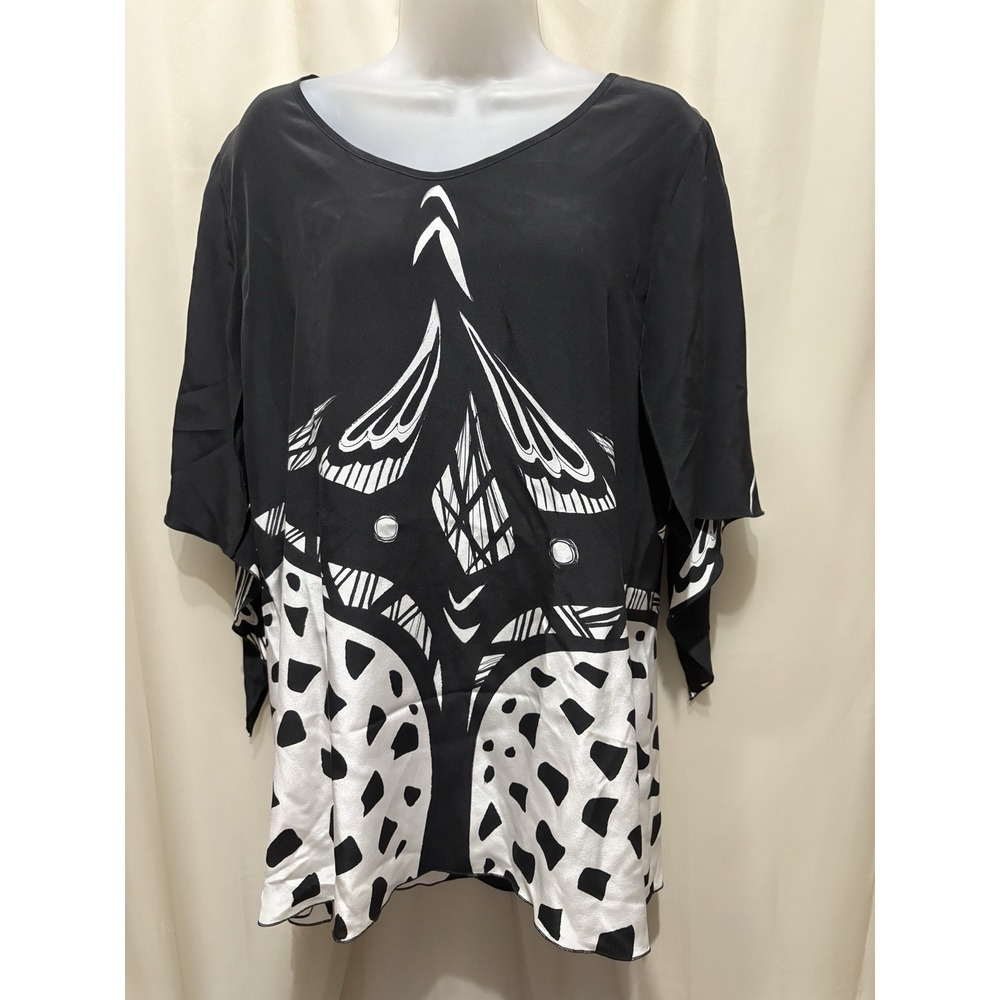 Vintage YL Studio 100% Silk Hand Painted Blouse Size M